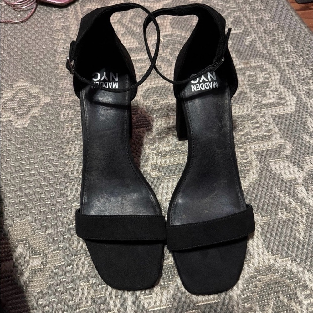 Steve Madden Black Heeled Suede Sandals